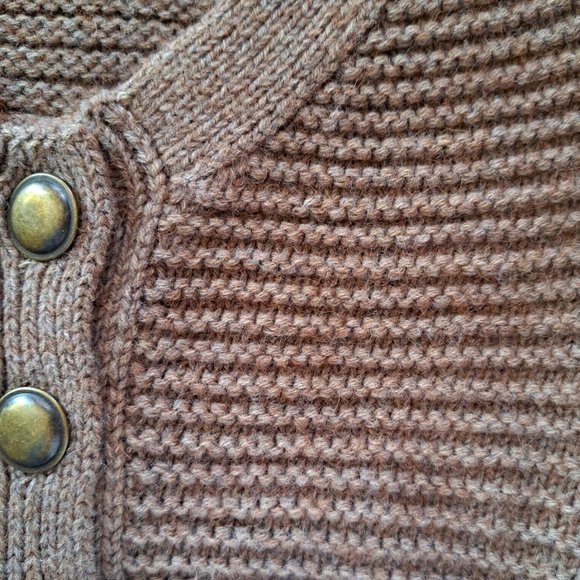 CAROLL ITALY womens CARDIGAN Sz 2 ALPAGA MERINO wool CROP "metal" buttons A GEM - Picture 2 of 8
